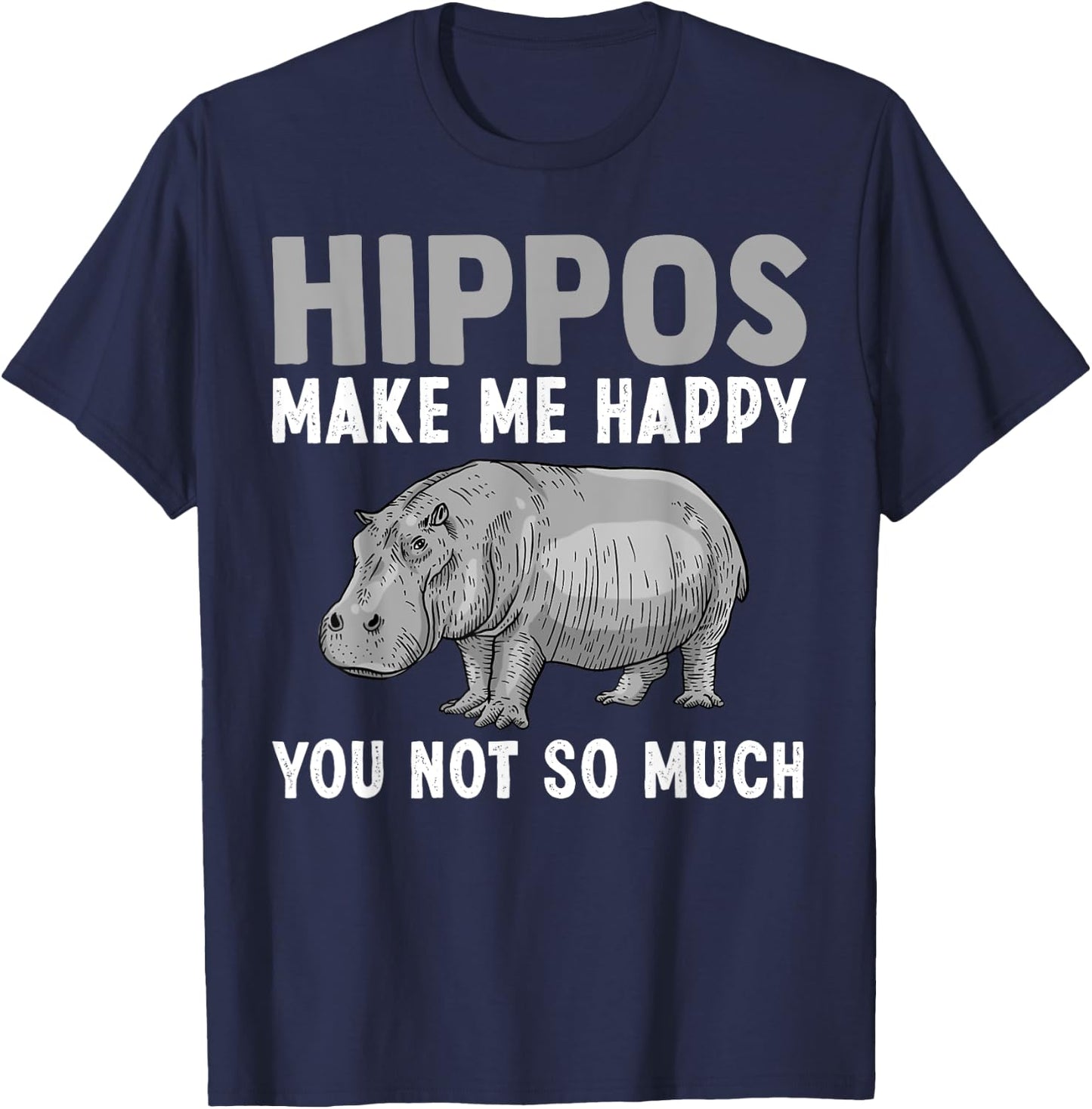 Cool Hippo Art Men Women Hippopotamus Safari Hippos Animal T-Shirt - T-Shirt | Navy