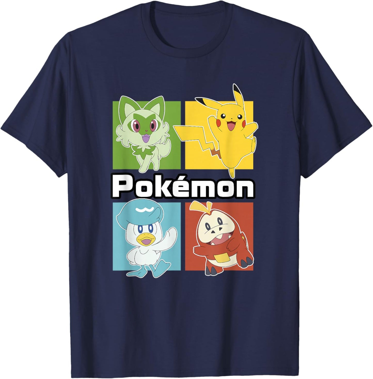 Pokémon Group Shot Starters Boxed Up Portrait T-Shirt - T-Shirt | Navy
