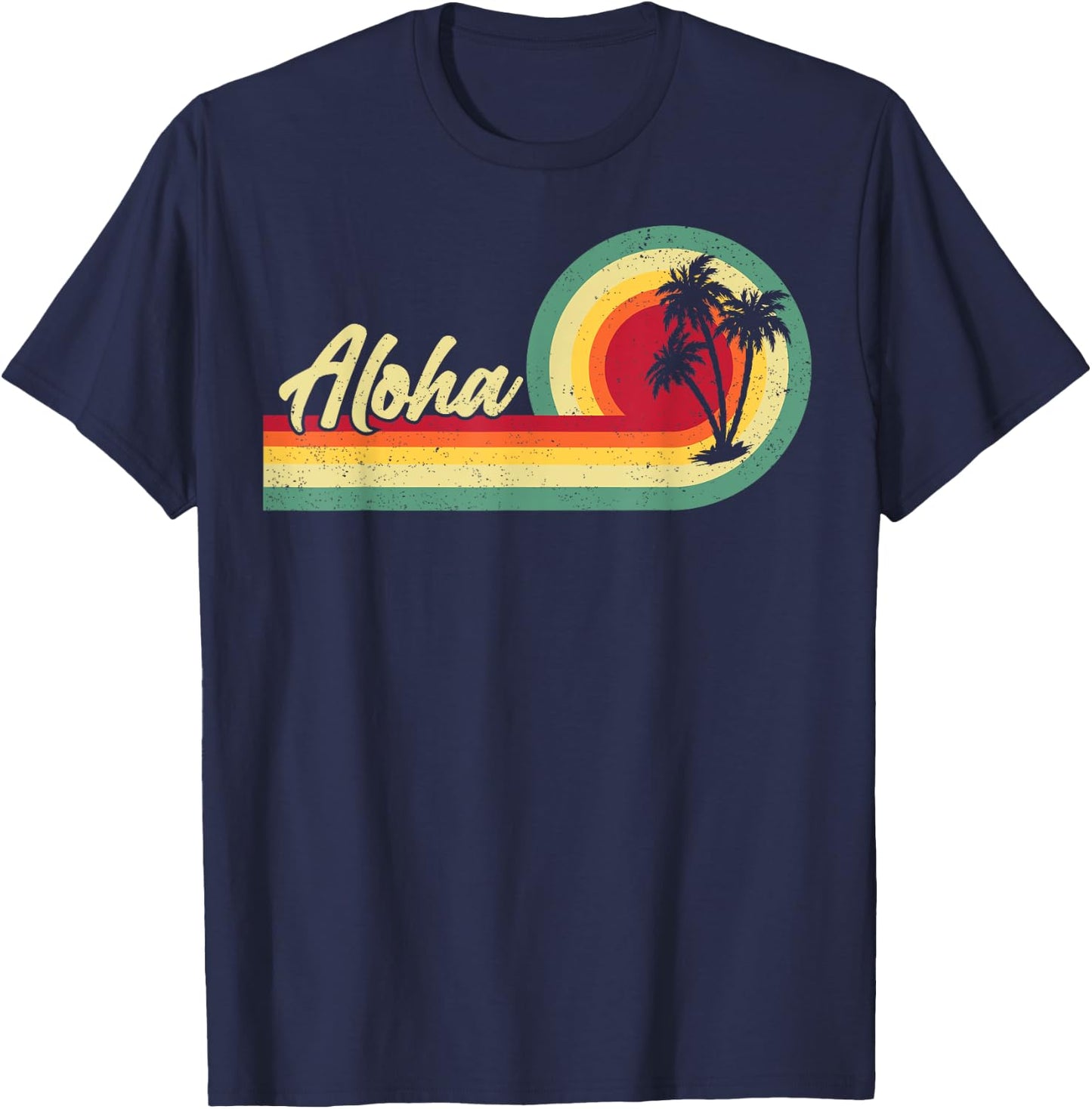 Palm Tree Summer Tropical Beach Aloha Hawaii Hawaiian Island Men Women Kids T-Shirt - T-Shirt | Navy