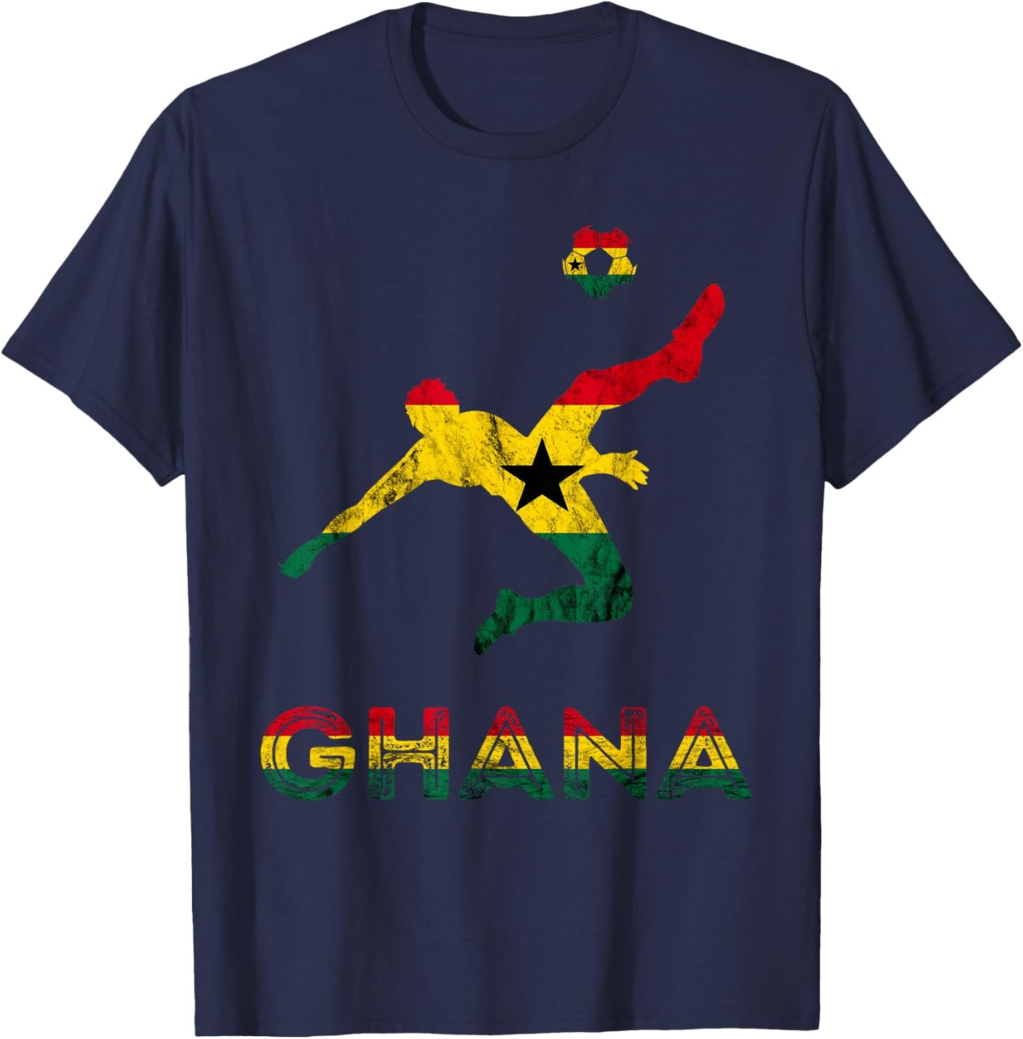 Ghana Soccer Player Ghana Ghanese Roots Evolution Ghana Flag T-Shirt - T-Shirt | Navy