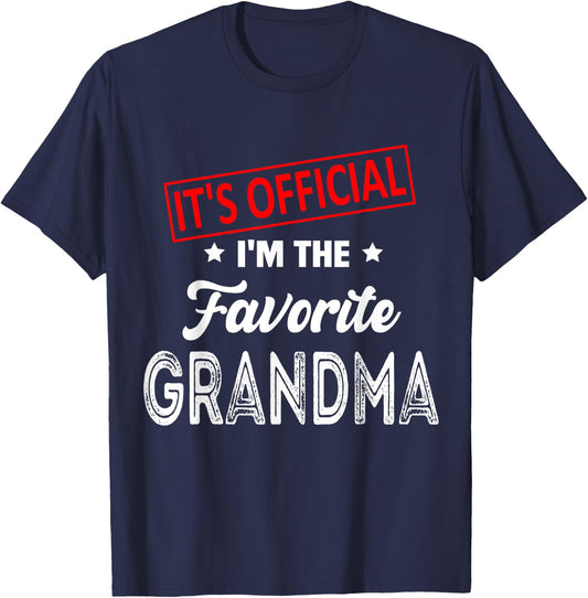 It's Official I'm The Favorite Grandma Funny Retro T-Shirt - T-Shirt | Navy