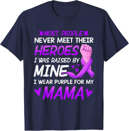 My Heroes I Wear Purple For My Mama Pancreatic Cancer T-Shirt - T-Shirt | Navy