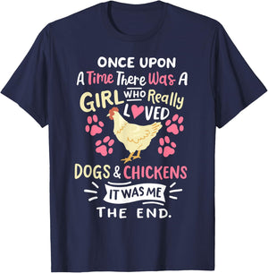 Funny Chicken Dog Lover Girls Farmer T-Shirt - T-Shirt | Navy