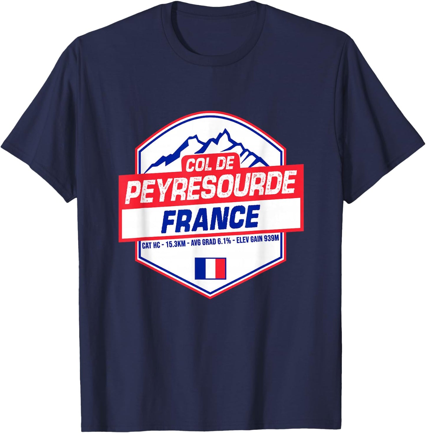 Col de Peyresourde Cycling In France Road Cyclist T-Shirt - T-Shirt | Navy