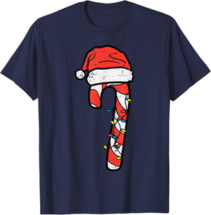 Christmas Candy Cane Santa Xmas Kids Toddler Youth Women Men T-Shirt - T-Shirt | Navy