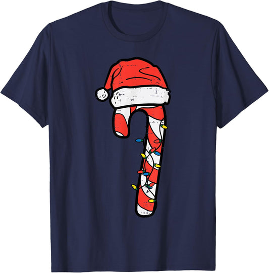 Christmas Candy Cane Santa Xmas Kids Toddler Youth Women Men T-Shirt - T-Shirt | Navy