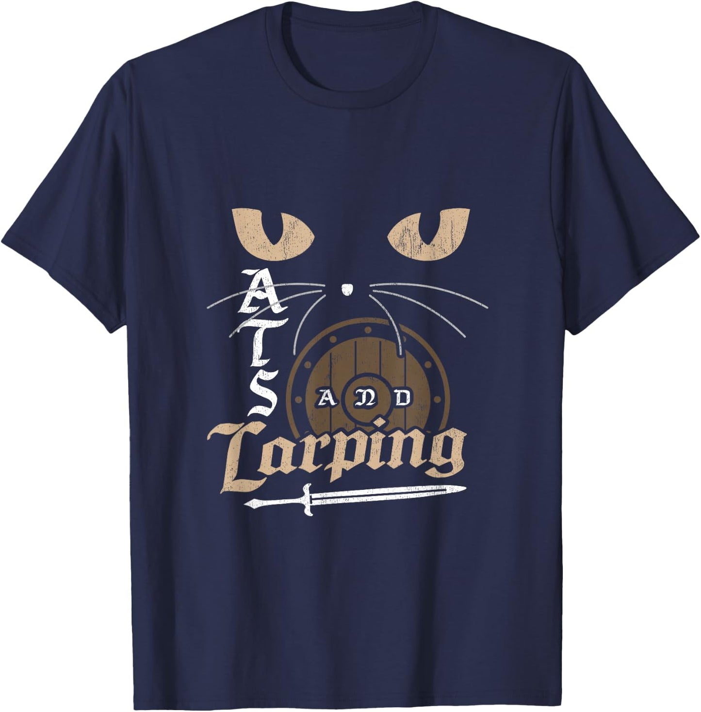 Cats and LARPing Role Playing Game RPG Larp Gamer Cat Lover T-Shirt - T-Shirt | Navy