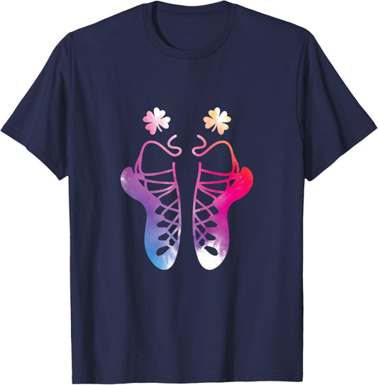 Irish Dance St Patricks Day Reel Girl Irish Step Dance Shoes T-Shirt - T-Shirt | Navy