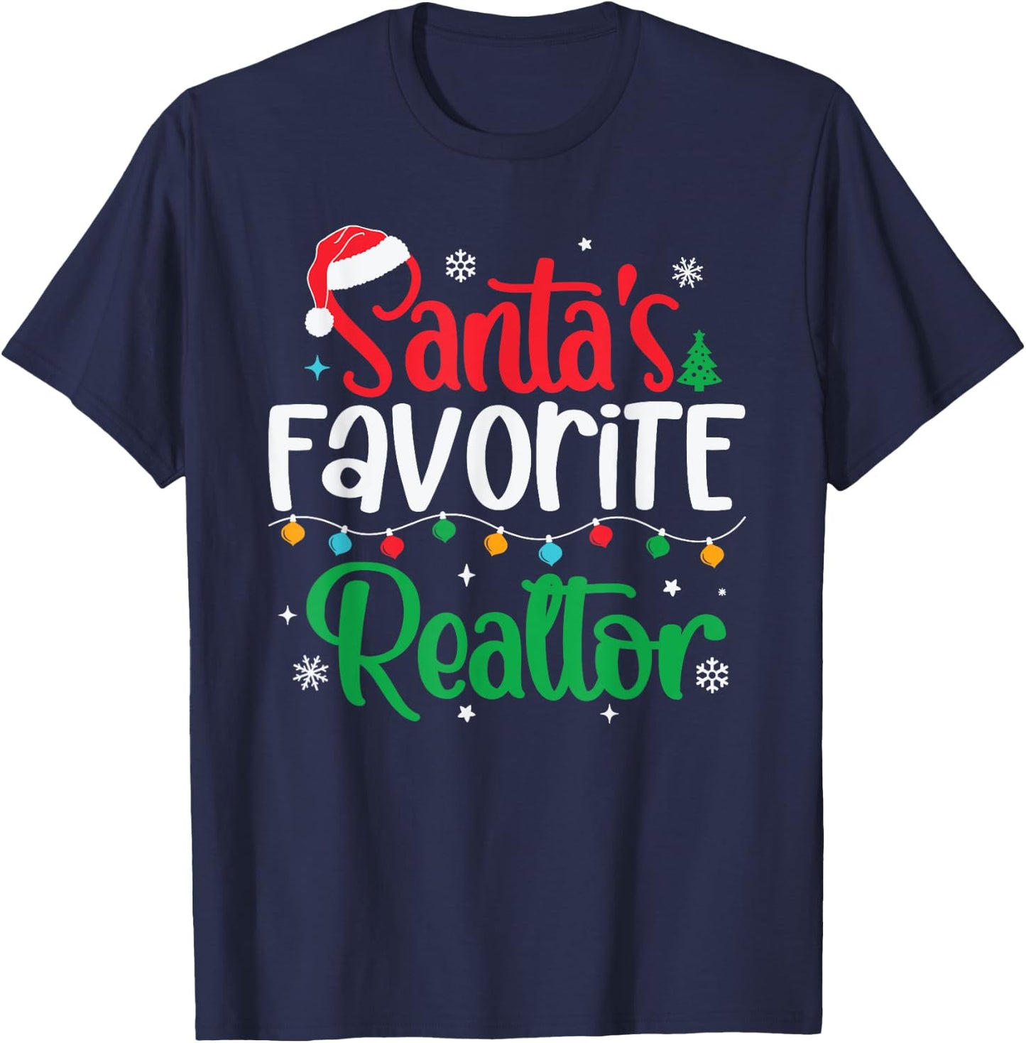 Santa's Favorite Realtor Christmas Real Estate Agent Broker T-Shirt - T-Shirt | Navy