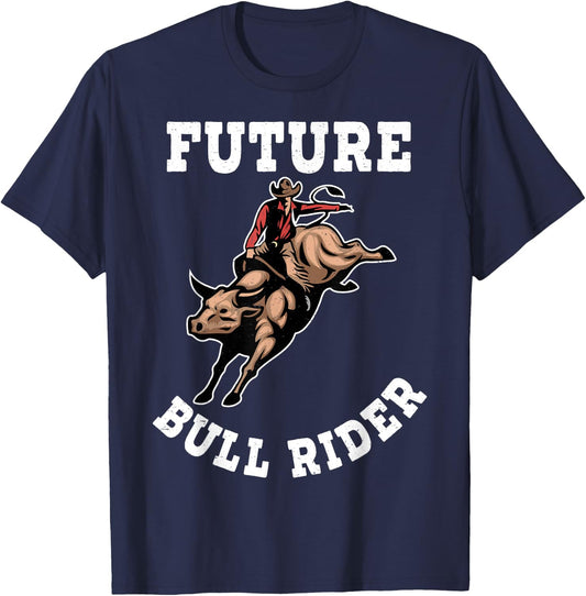 Cool Cowboy Cowgirl Ranch Apparel Gifts Rodeo Future Bull Rider Bull Riding Mechanical Boys Kids T-Shirt - T-Shirt | Navy