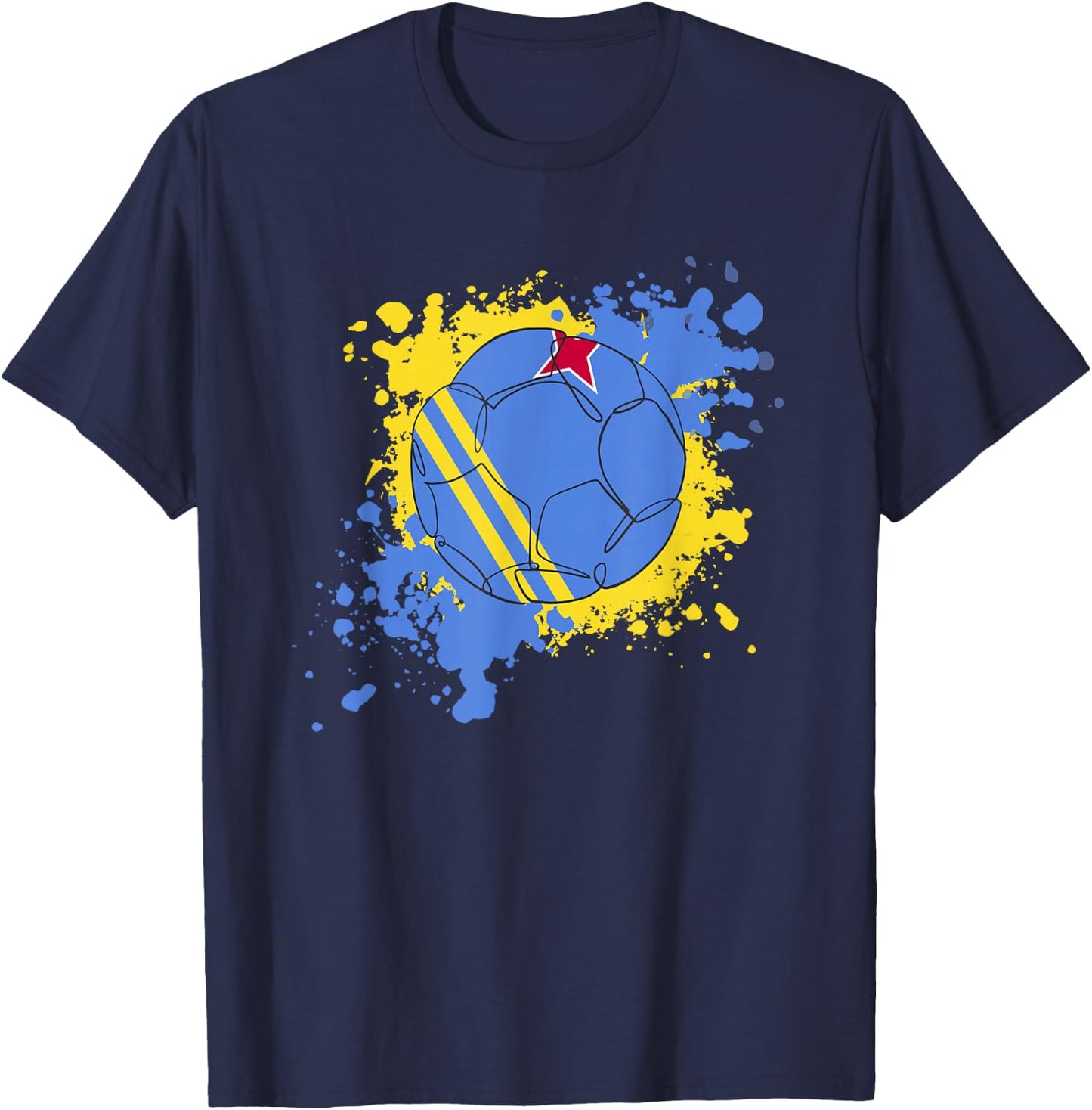 Soccer Ball With The Flag Of Aruba T-Shirt - T-Shirt | Navy