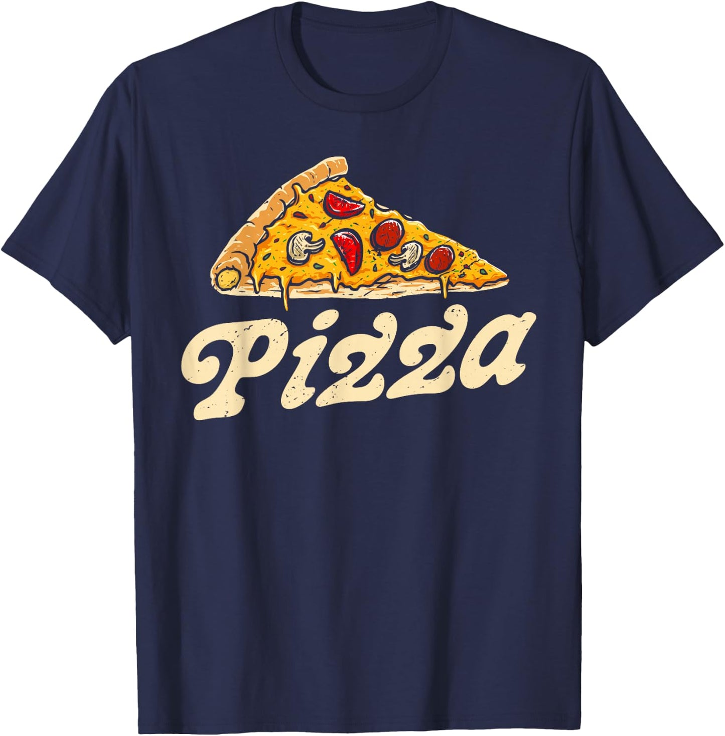 Pizza Day Retro Vintage 60s 70s Women Men Italian Food Lover T-Shirt - T-Shirt | Navy