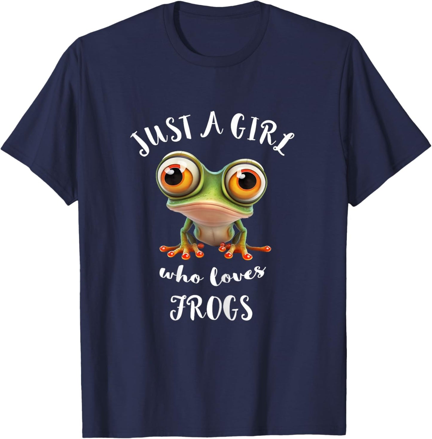 Just A Girl Who Love Rainforest Amphibian Red Eyed Tree Frog T-Shirt - T-Shirt | Navy