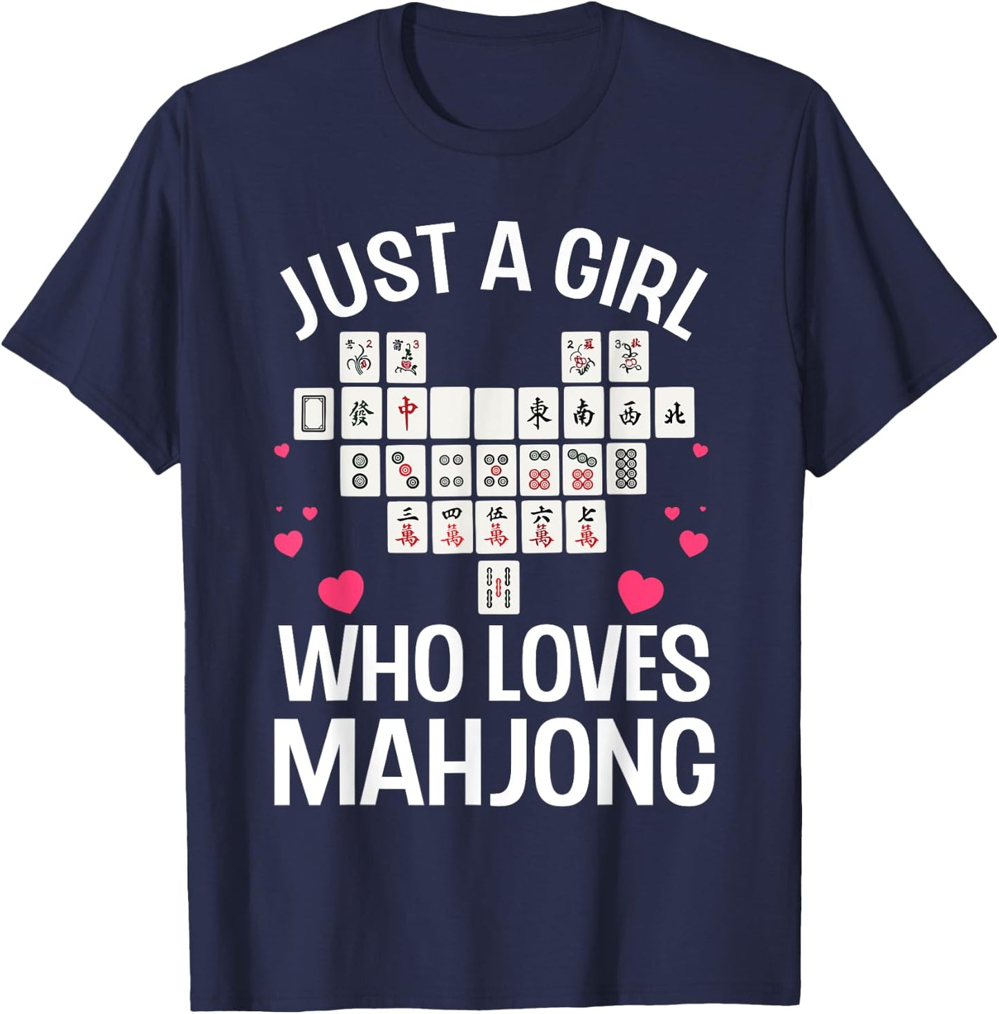 Funny Mahjong Design For Girls Women Chinese Mahjong Players T-Shirt - T-Shirt | Navy