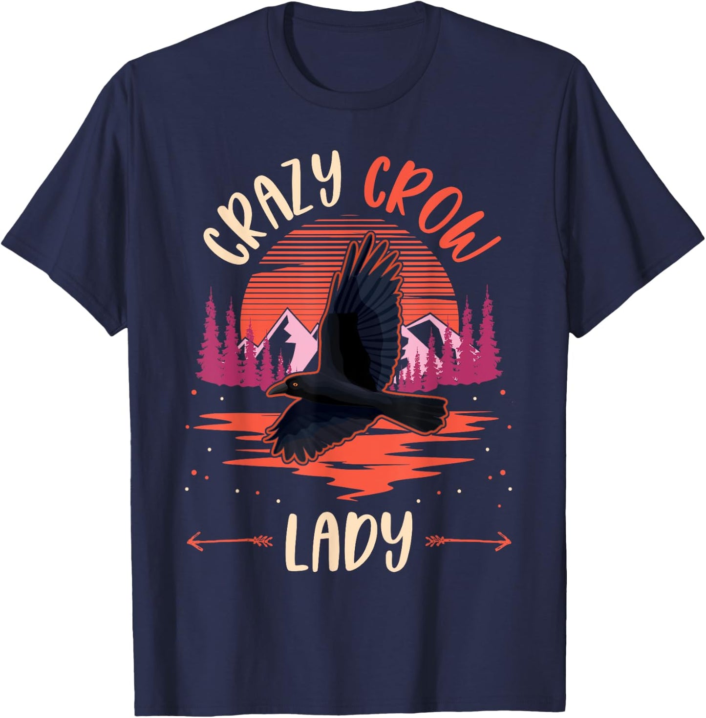 Crazy Crow lady Raven Girl Crow T-Shirt - T-Shirt | Navy