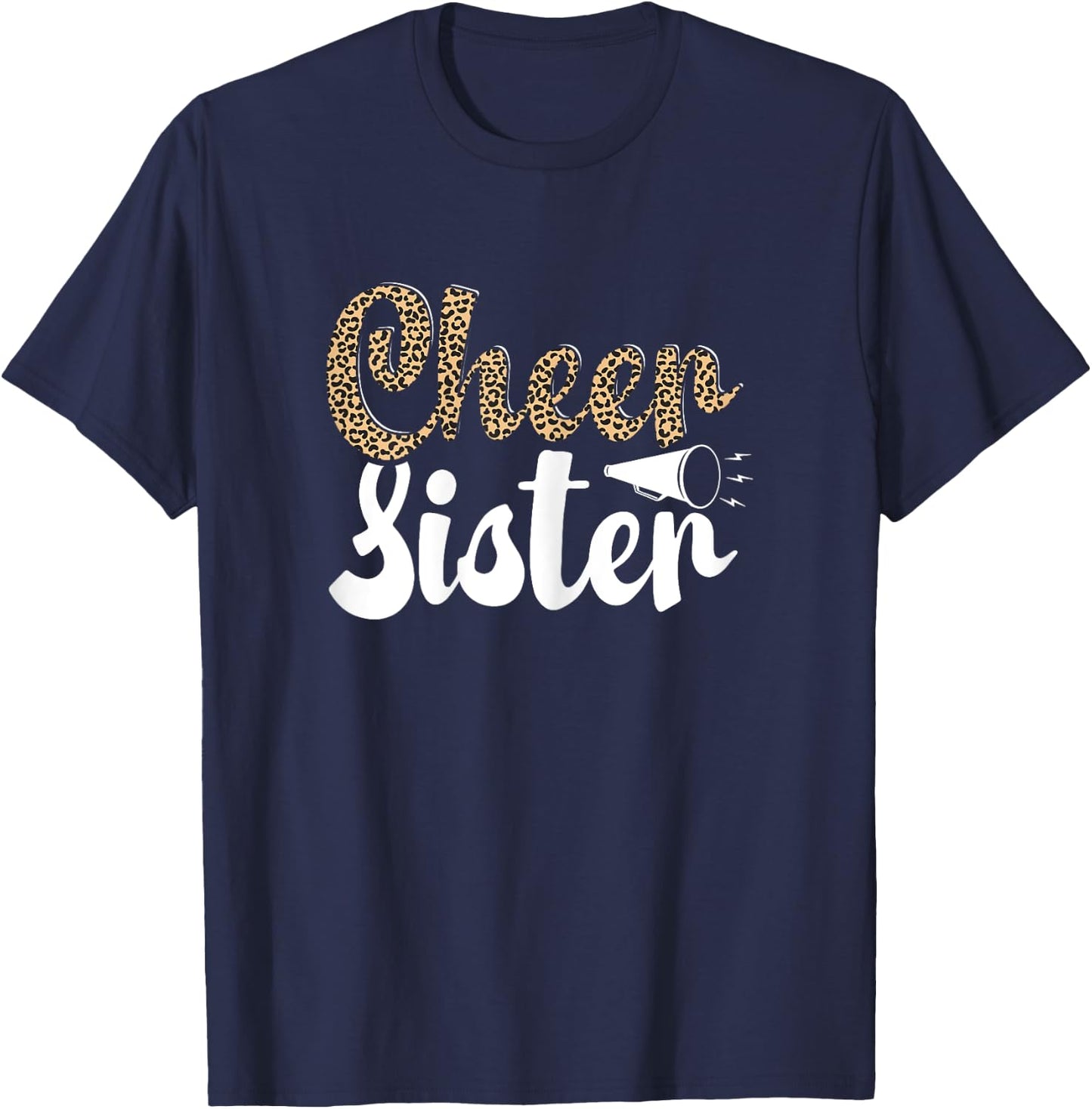Funny Cheerleading Leopard Graphic Women Cheer Sister T-Shirt - T-Shirt | Navy