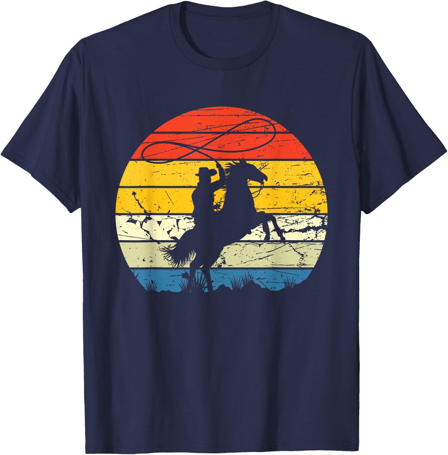 Horse Roping - Western Roper Equestrian Header Heeler Cowboy T-Shirt - T-Shirt | Navy