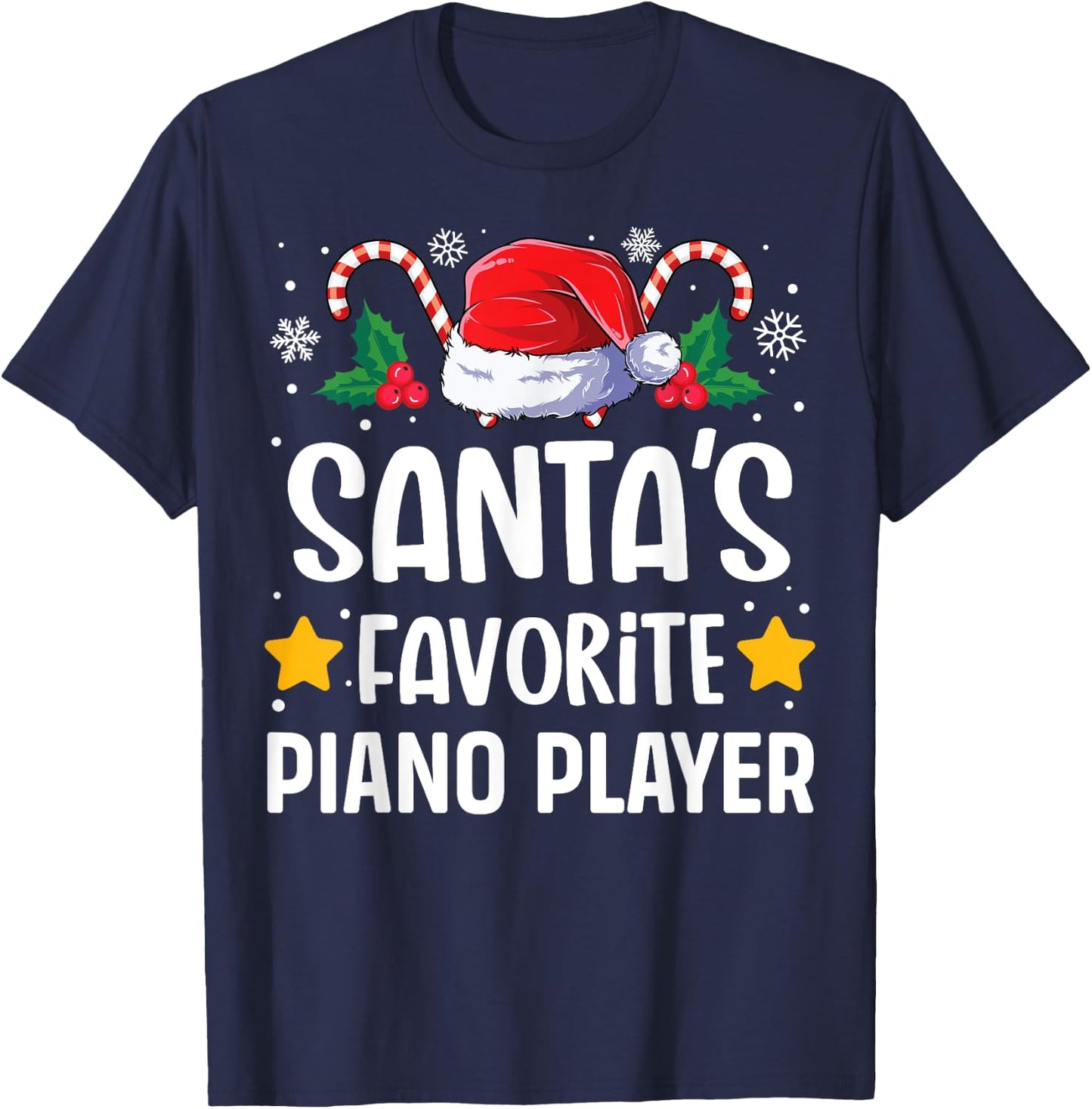 Santas Favorite Piano Player Christmas Matching Group Pajama T-Shirt - T-Shirt | Navy