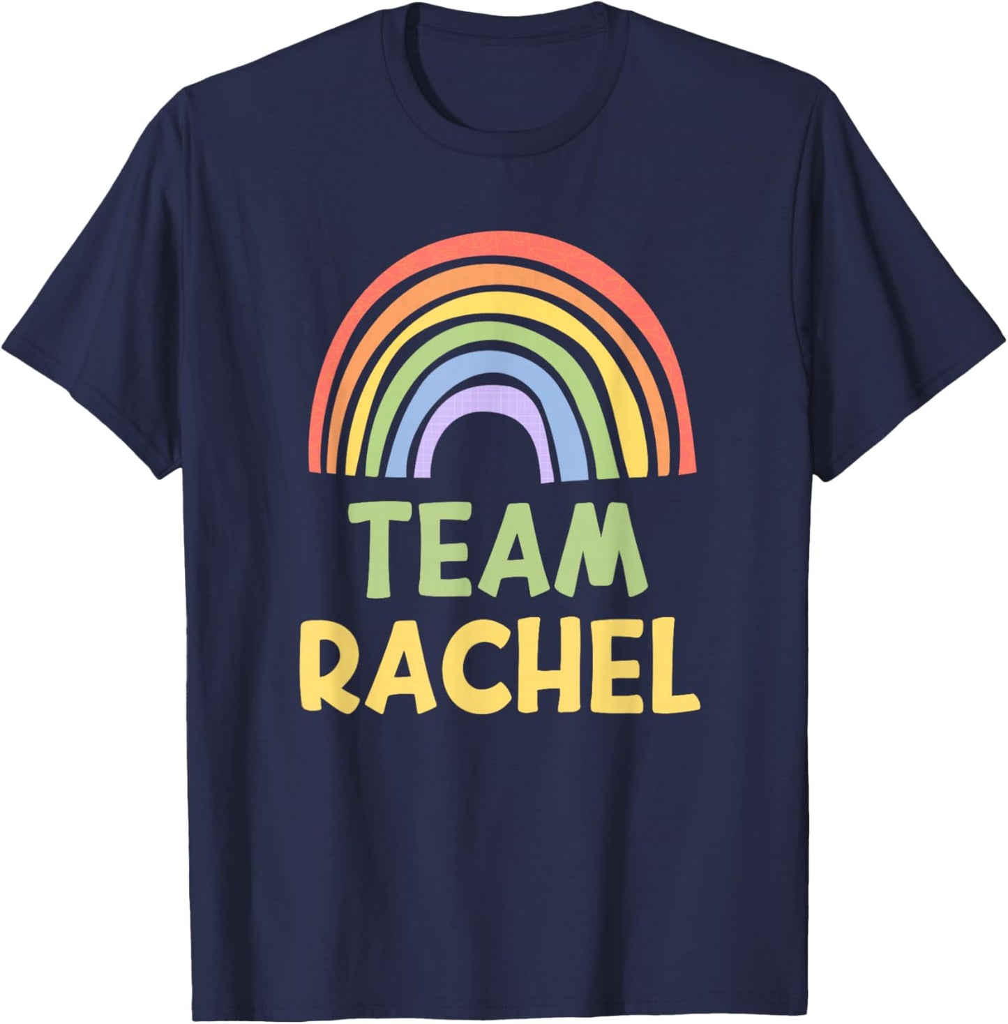 Happy Colorful Team Rachel Rainbow Pride Green Yellow T-Shirt - T-Shirt | Navy