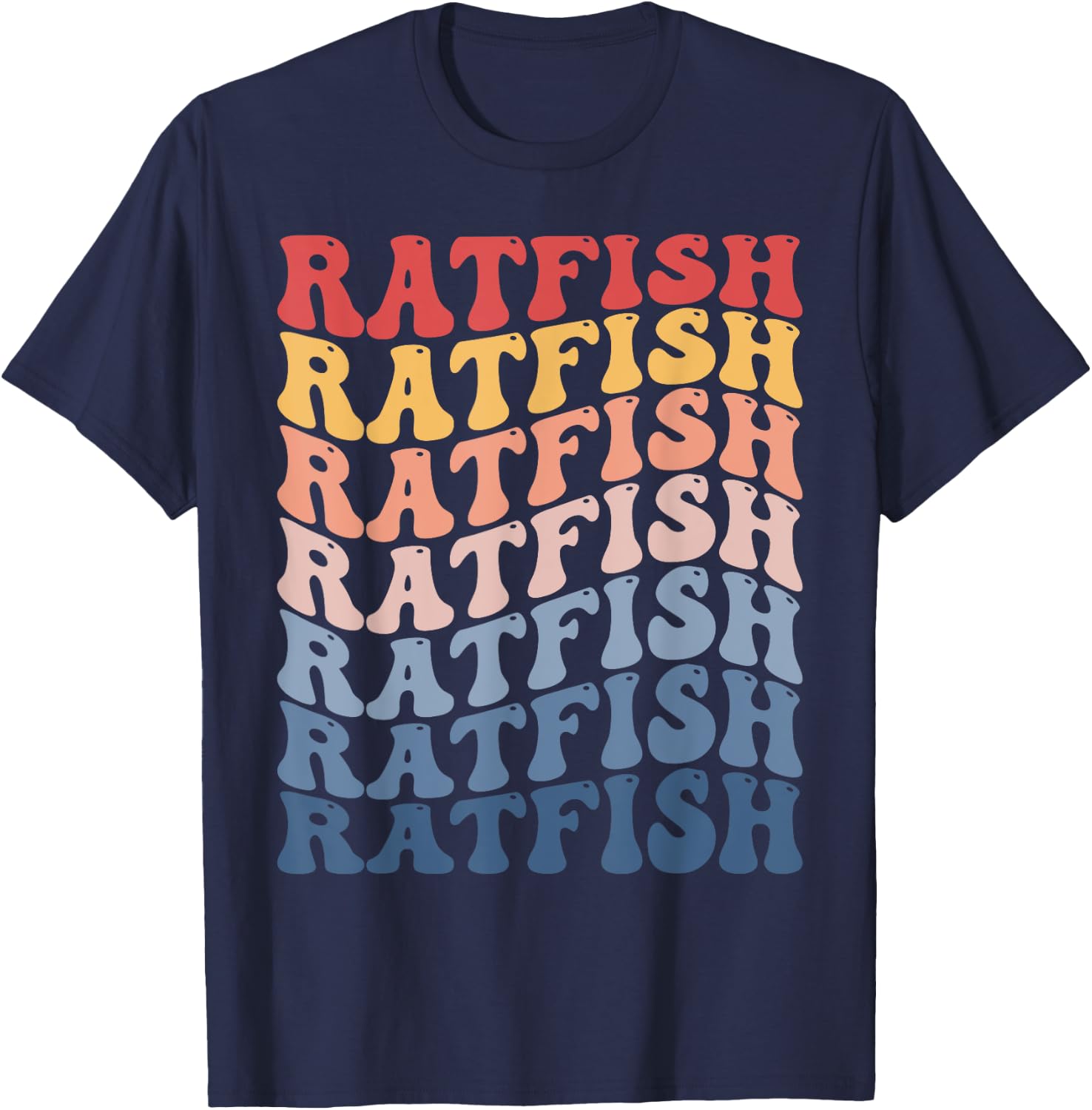 Ratfish Groovy Retro Fish T-Shirt - T-Shirt | Navy