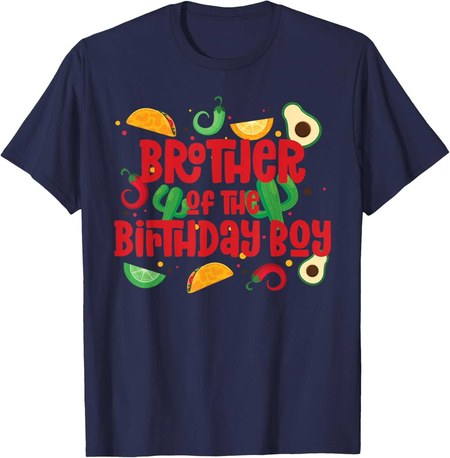 Brother Taco Twosday Fiesta Taco Birthday Theme Boy 2yr T-Shirt - T-Shirt | Navy