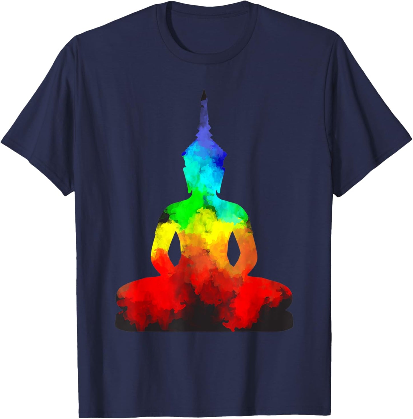 Buddha Rainbow Yoga Namaste Guru Spirit T-Shirt - T-Shirt | Navy
