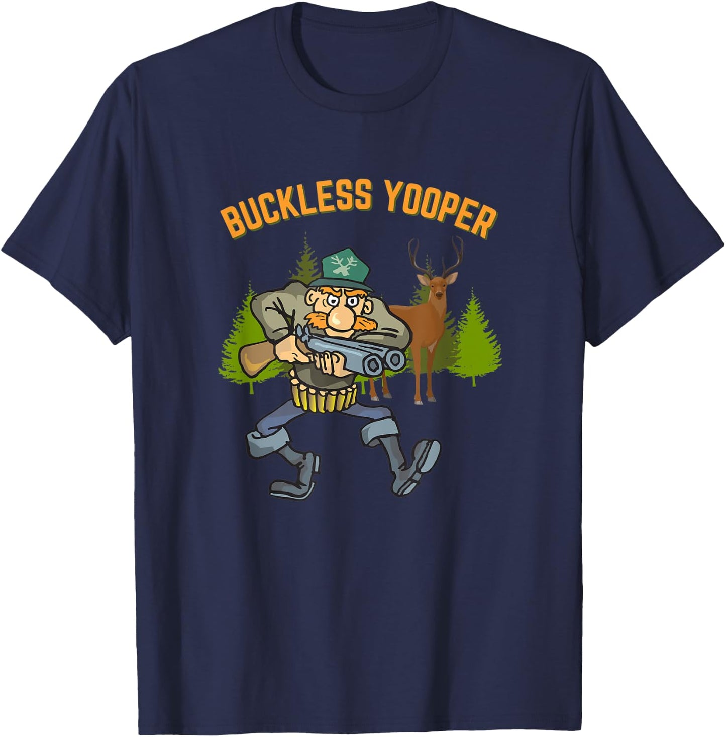 Buckless Yooper - Michigan UP Hunting T-Shirt - T-Shirt | Navy