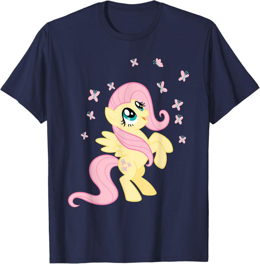 My Little Pony Fluttershy Surrounded by Butterflies T-Shirt - T-Shirt | Navy