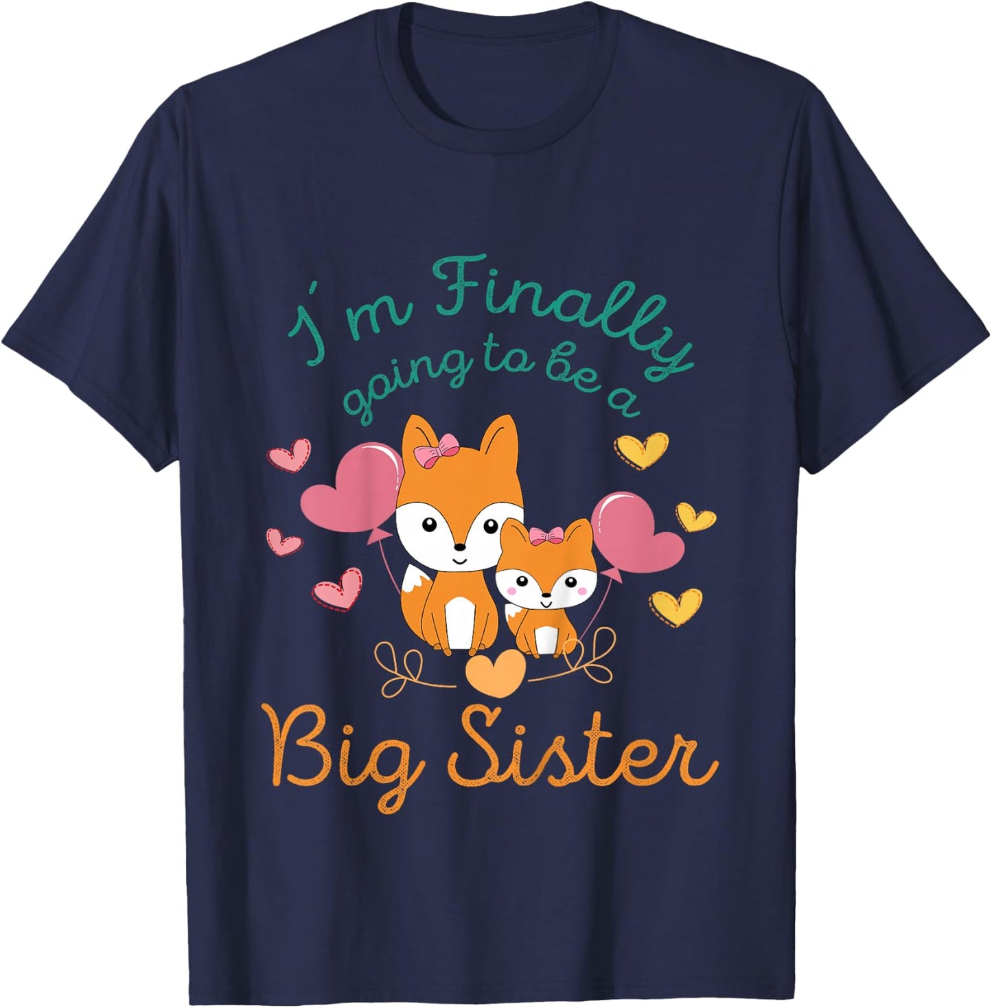 I'm finally going to be a big sister Big Sister Foxes Kid T-Shirt - T-Shirt | Navy