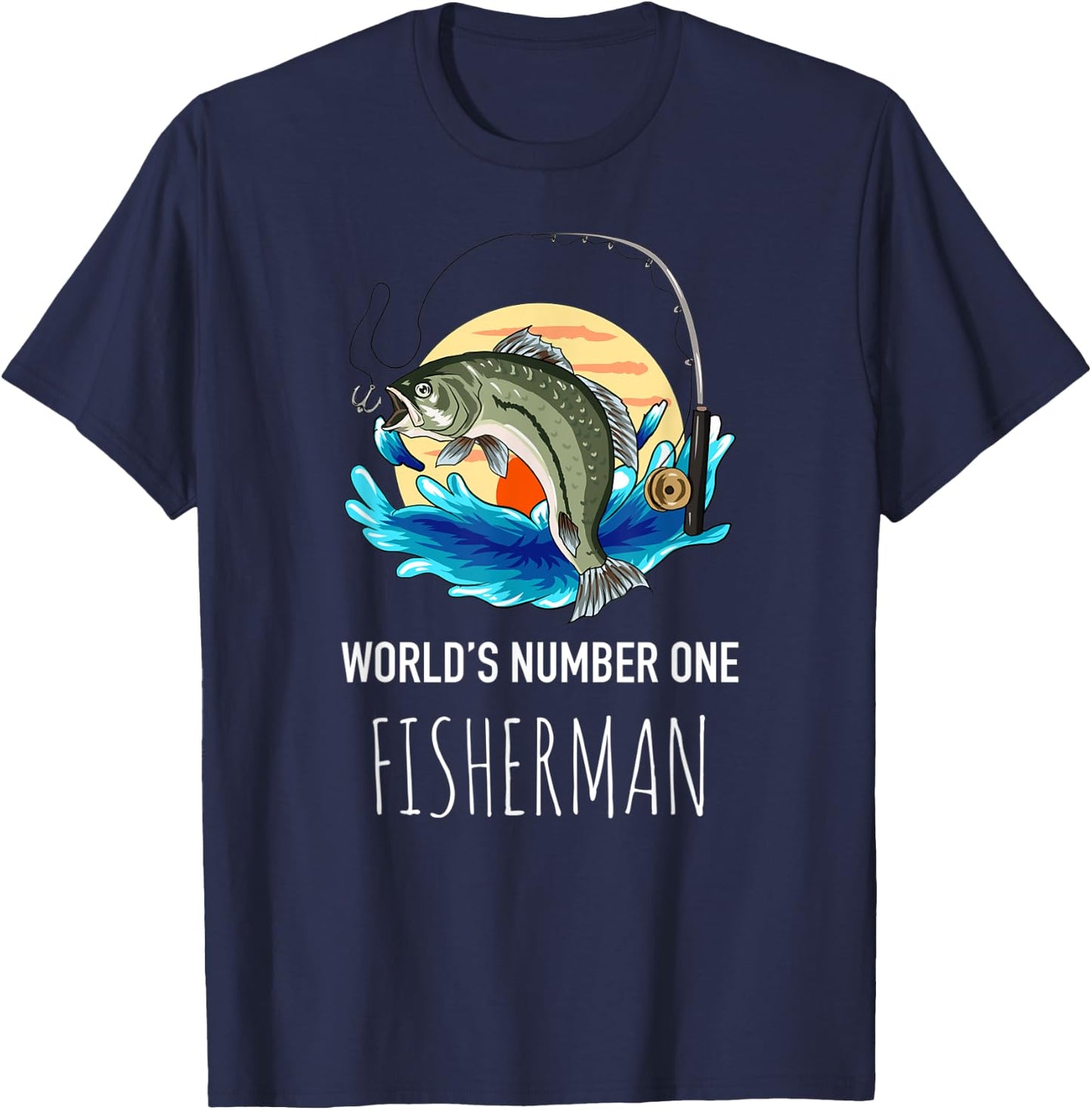 World's Number One Fisherman - Outdoors Adventure Fishing T-Shirt - T-Shirt | Navy
