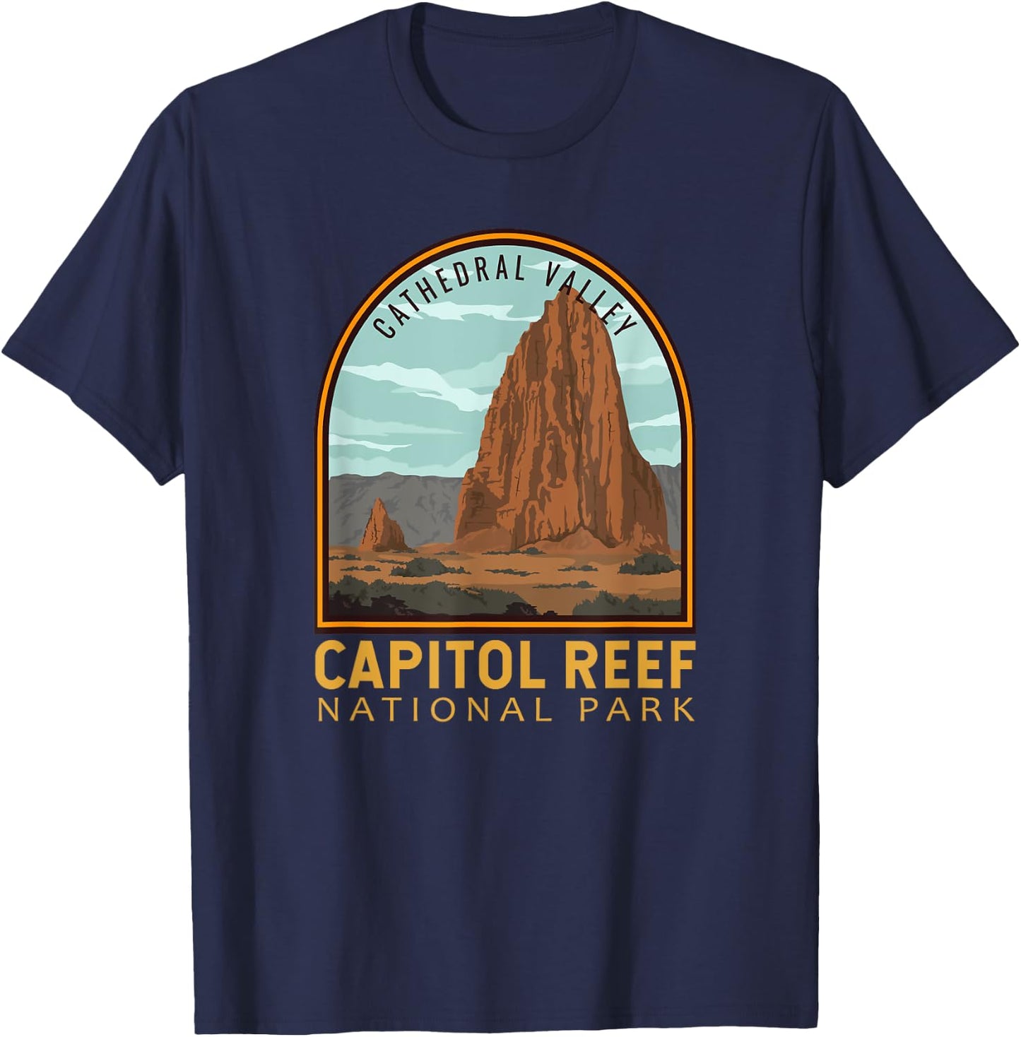 Capitol Reef National Park Cathedral Valley Vintage Emblem T-Shirt - T-Shirt | Navy