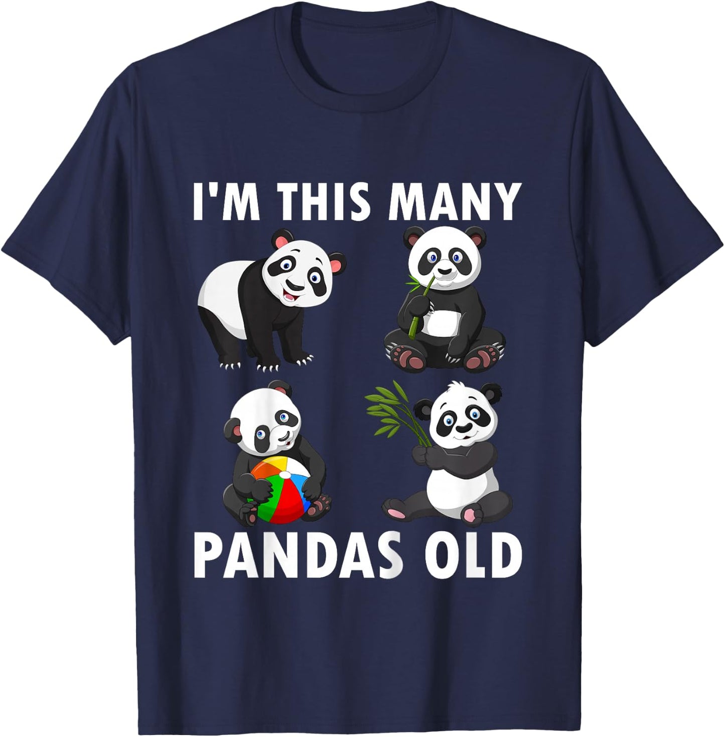 Kids 4 Year Old Boy Pandas Old 4th Birthday Kids T-Shirt - T-Shirt | Navy