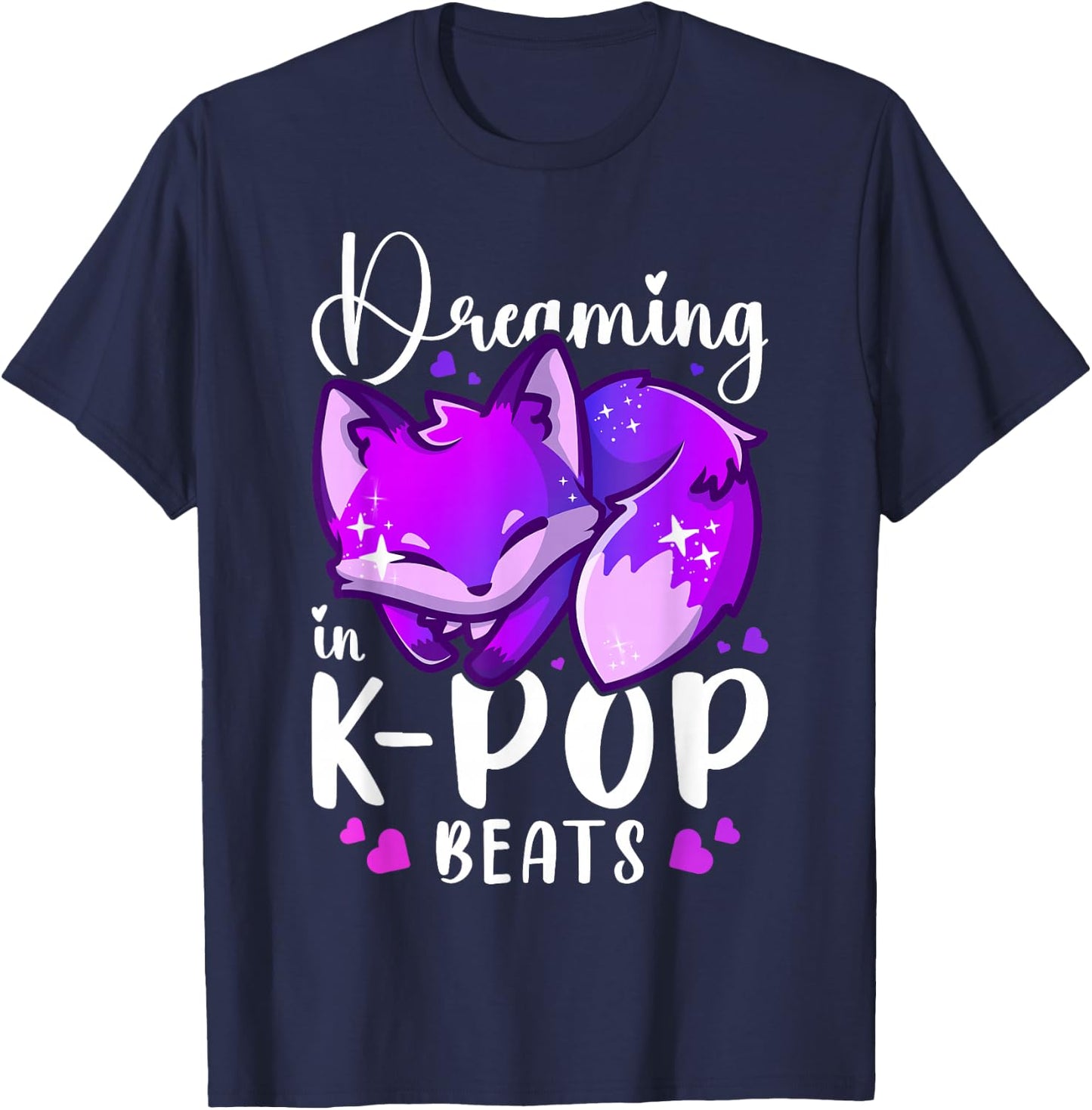 K-Pop Music & Dreams, Sleep Fox, K-Pop Sleep T-Shirt - T-Shirt | Navy