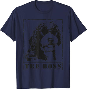 The Funny Sheepadoodle Boss Mom Dad Dog Lover T-Shirt - T-Shirt | Navy