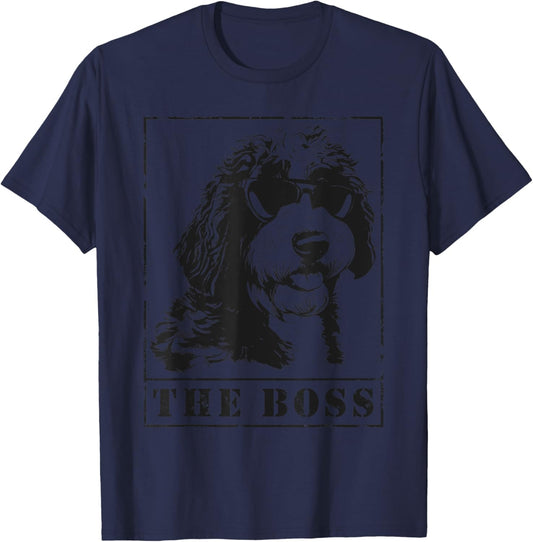 The Funny Sheepadoodle Boss Mom Dad Dog Lover T-Shirt - T-Shirt | Navy