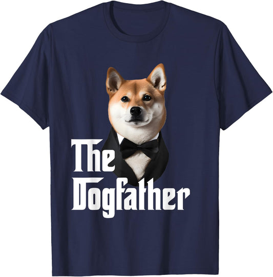 The Dogfather | Shiba Inu | Shiba Inu Owner | Dog Dad Funny T-Shirt - T-Shirt | Navy