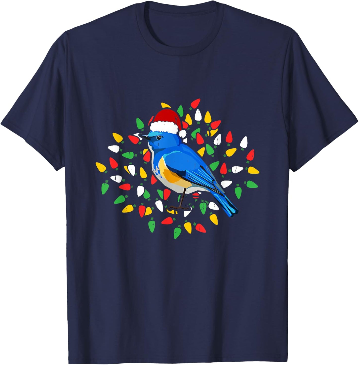 Holiday Xmas Santa Hat Himalayan Bluetail Bird Christmas T-Shirt - T-Shirt | Navy