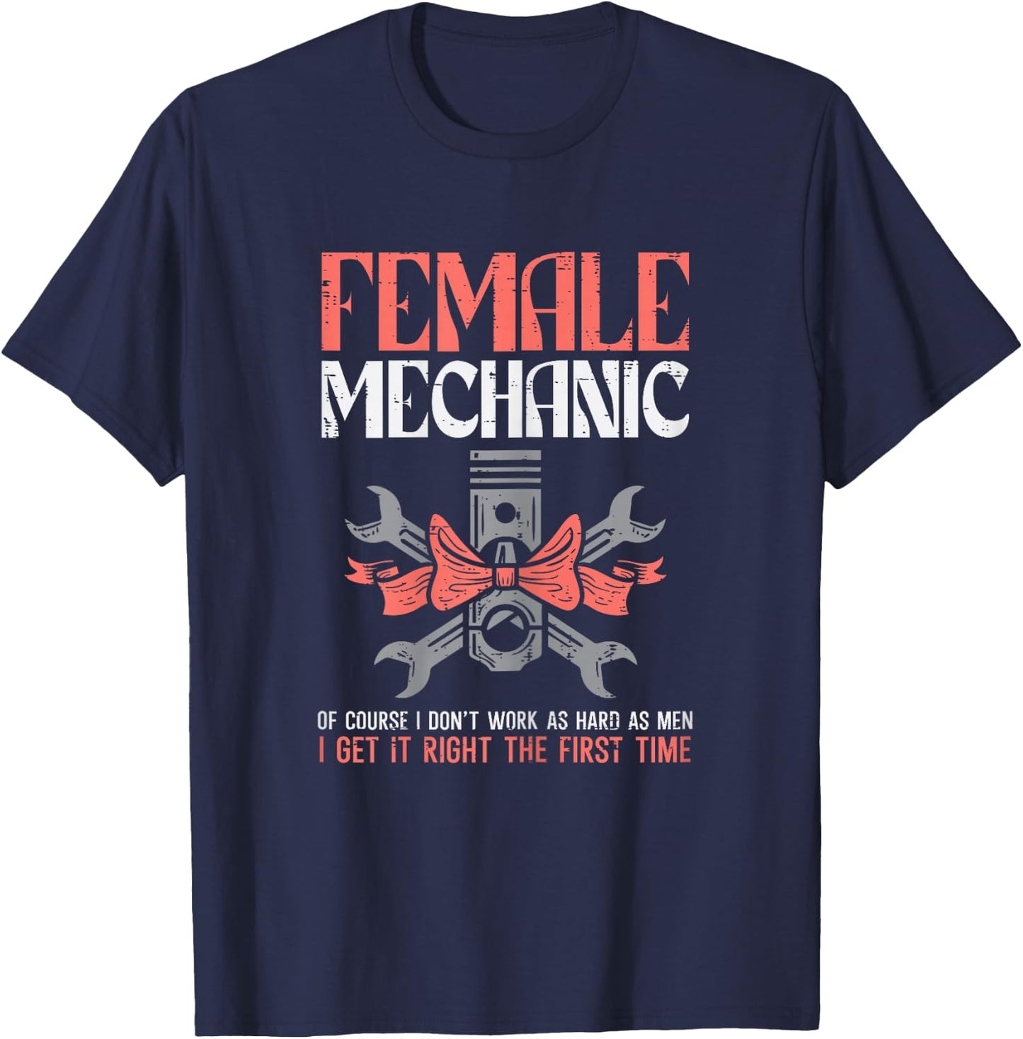 Female Mechanic Funny Car Auto Garage Women Mom T-Shirt - T-Shirt | Navy