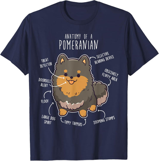Black and Tan Pomeranian Dog Anatomy, Funny Cute Pet Pom Mom T-Shirt - T-Shirt | Navy