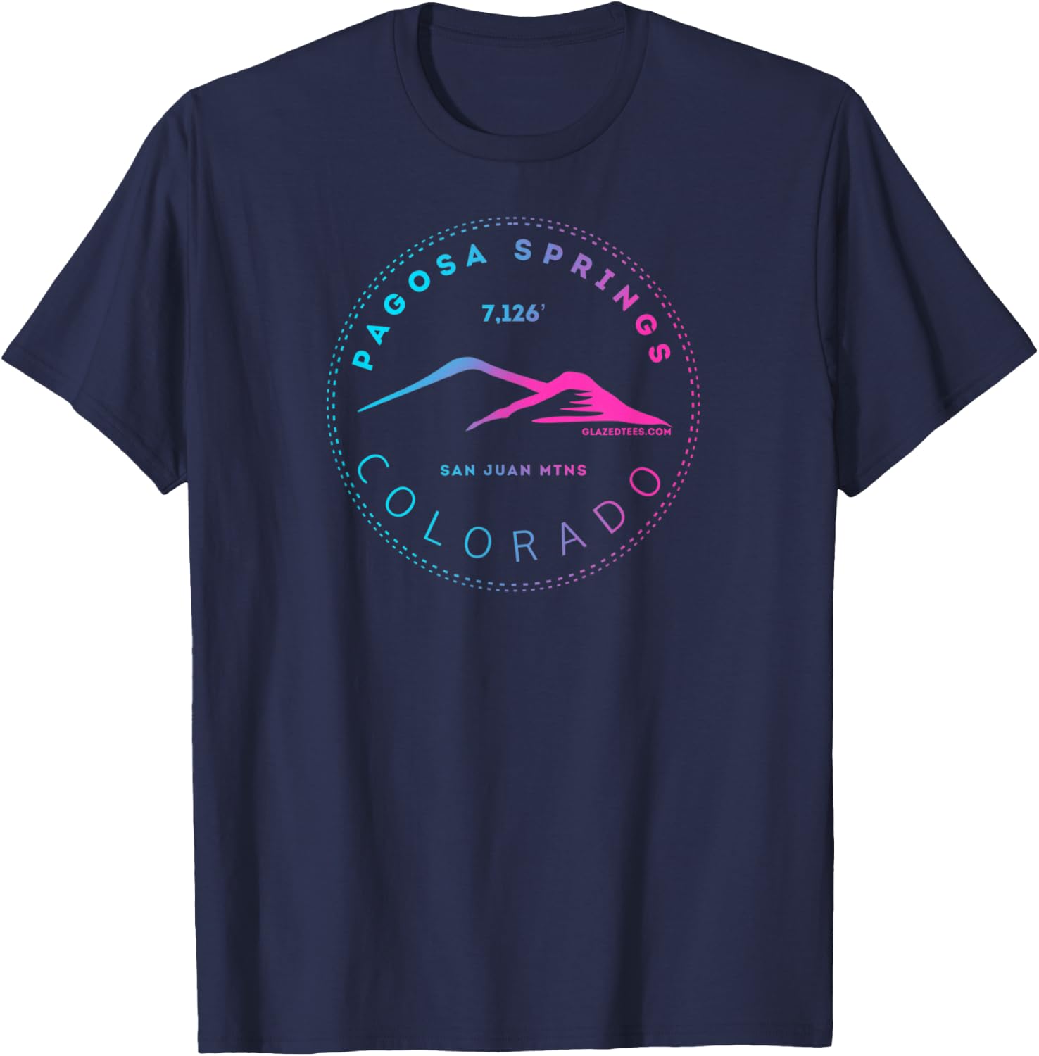 Pagosa Springs Colorado Mountain Town - Elevated Retro T-Shirt - T-Shirt | Navy