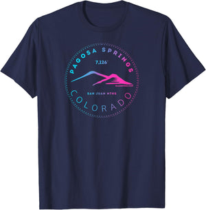 Pagosa Springs Colorado Mountain Town - Elevated Retro T-Shirt - T-Shirt | Navy