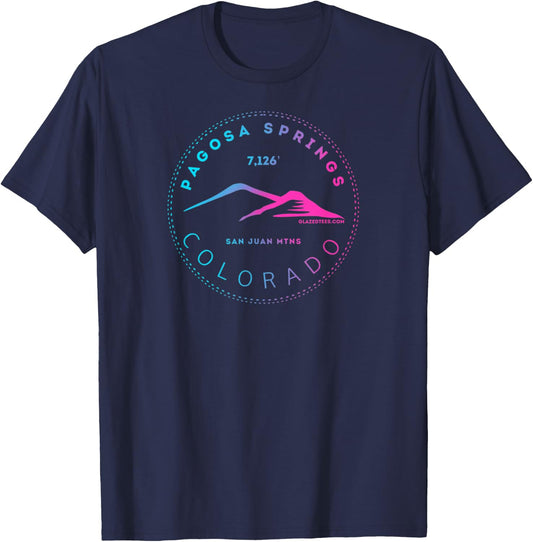 Pagosa Springs Colorado Mountain Town - Elevated Retro T-Shirt - T-Shirt | Navy