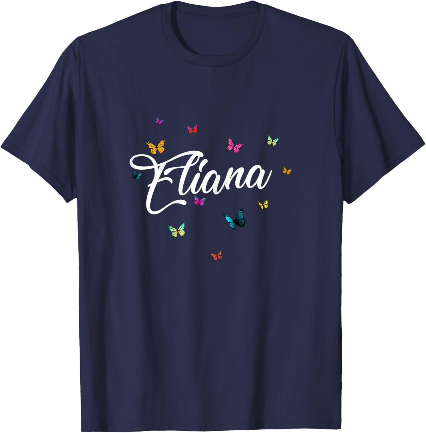 ELIANA - Adorable girl name with colorful Butterlies T-Shirt - T-Shirt | Navy