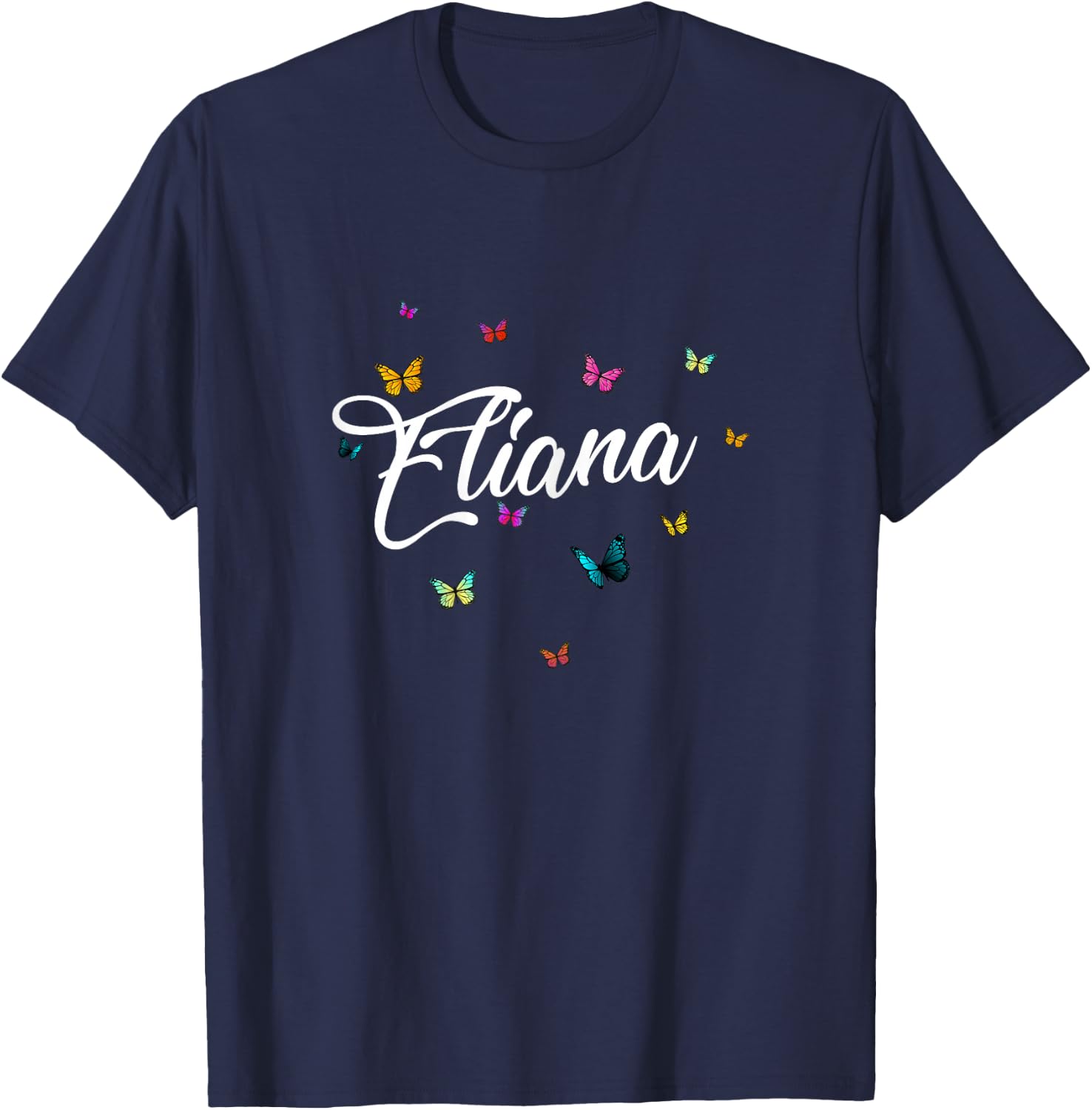 ELIANA - Adorable girl name with colorful Butterlies T-Shirt - T-Shirt | Navy