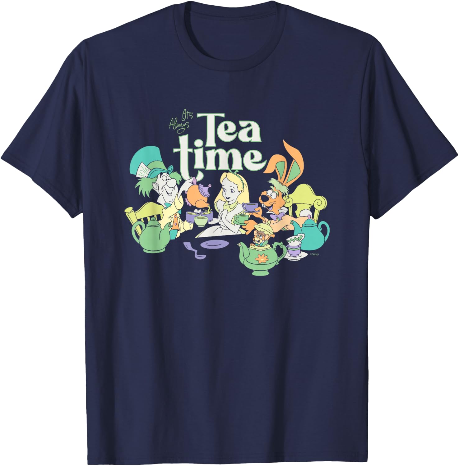 Disney Alice in Wonderland It’s Always Tea Time Vintage T-Shirt - T-Shirt | Navy