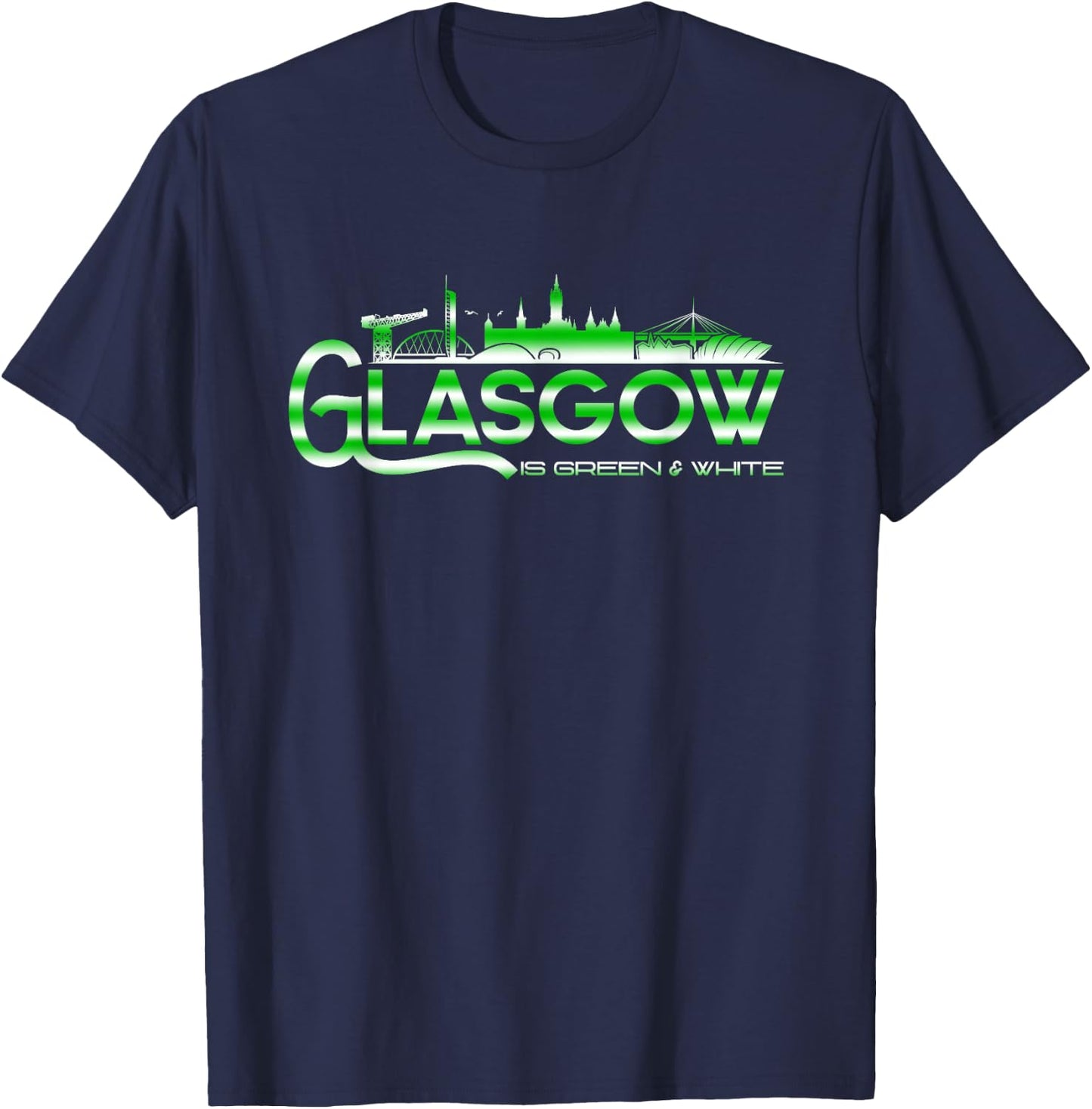 Glasgow is Green and White T-Shirt - T-Shirt | Navy