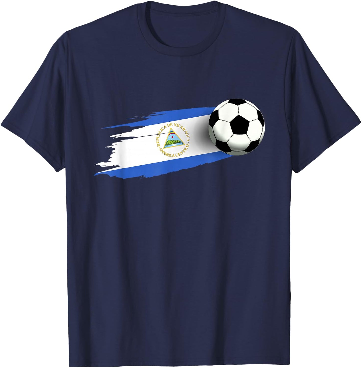 Nicaragua Flag Jersey Nicaraguan Soccer Team Nicaraguan T-Shirt - T-Shirt | Navy