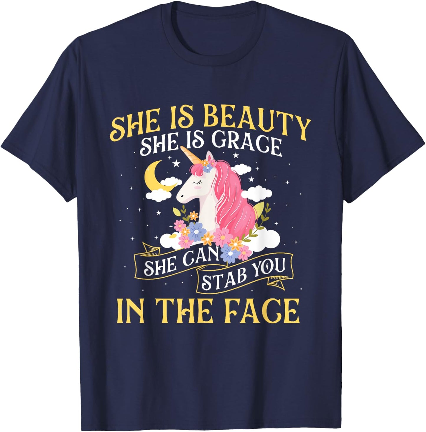 She Is Beauty - Mythical Animal Rainbow Unicorn Magical T-Shirt - T-Shirt | Navy