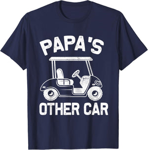 Papa's Other Car - Golf Cart - Funny Grandpa Golfing T-Shirt - T-Shirt | Navy