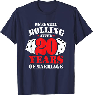 Couples Married 20 Years - Funny 20th Wedding Anniversary T-Shirt - T-Shirt | Navy
